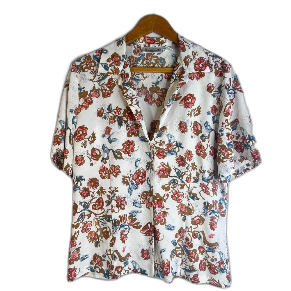 Christie & Jill Floral Pattern Boho Cottage Core Blouse Size 12 Garden Earthy